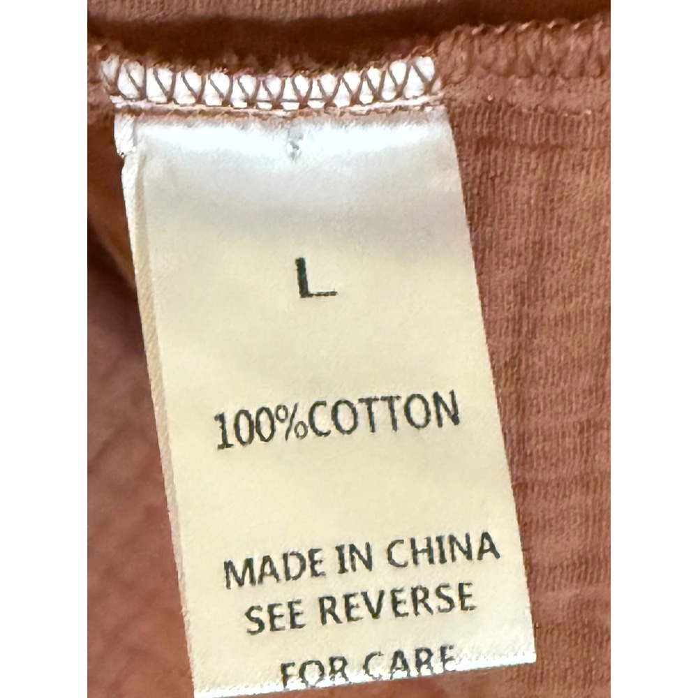 Wishlist Apparel Terracotta Rust Cotton Gauze V-Neck Babydoll Peplum Top Large - Picture 4 of 4